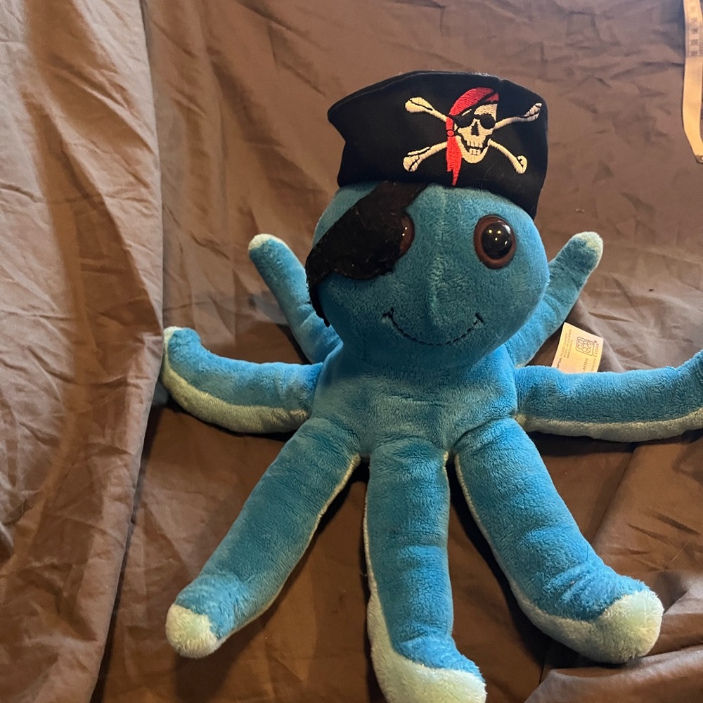 Blue Fiesta Pirate Octopus Plush Stuffed Animal Stuffy 8x13” Toy Soft nautical